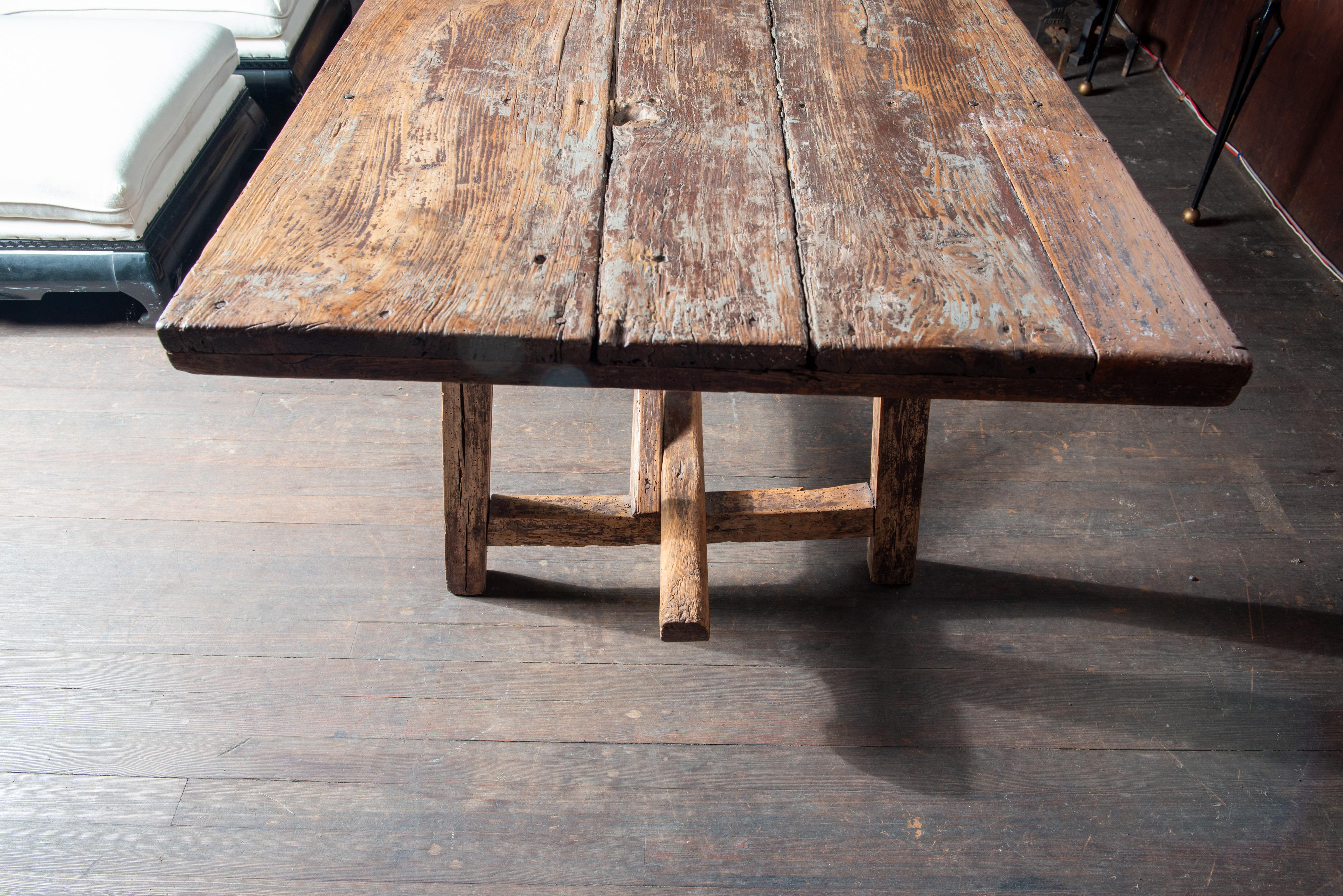 Wood Rustic Dutch Farm Table For Sale