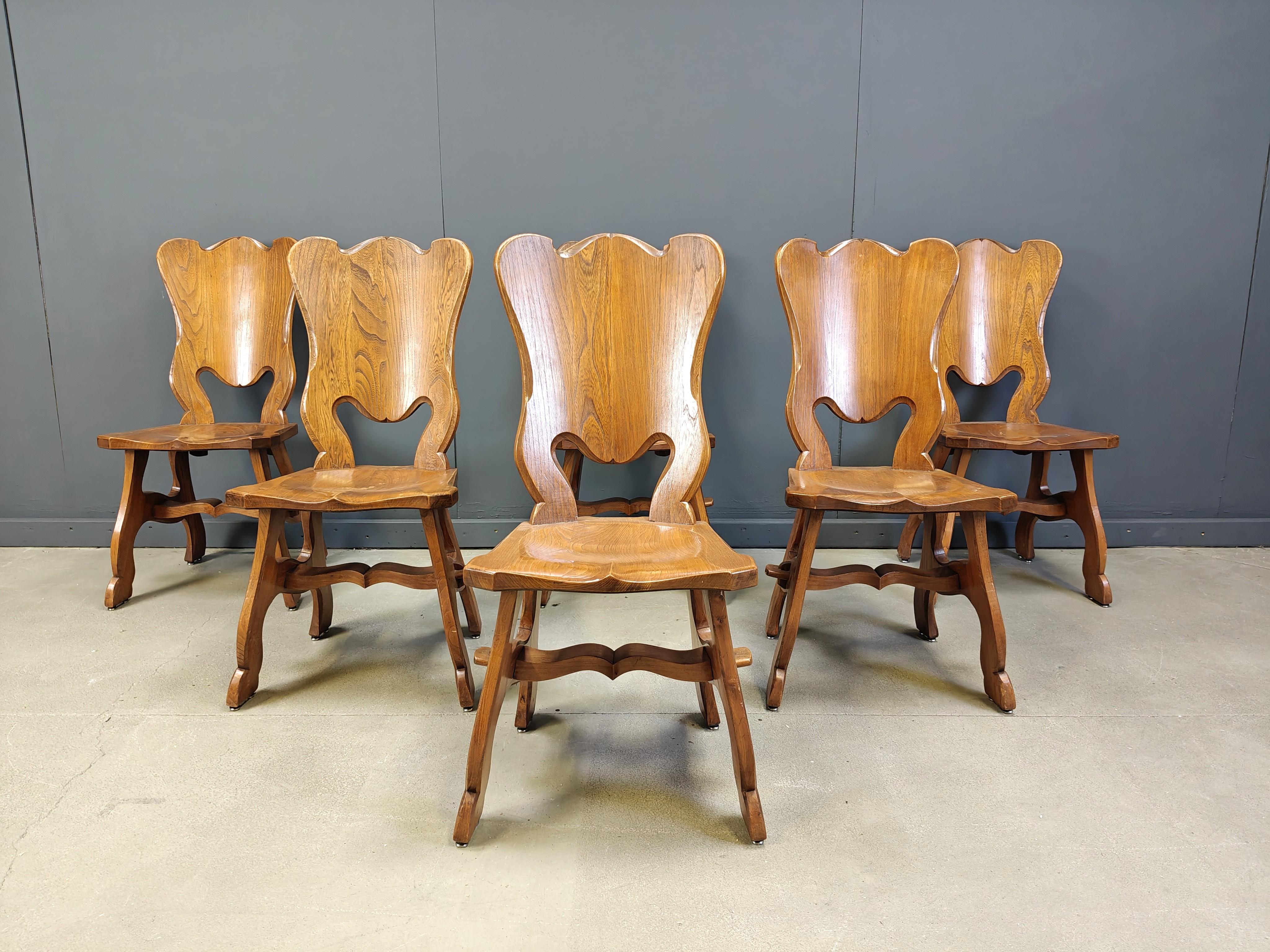 Chaises de salle à manger rustiques en chêne hollandais, années 1960 en vente 3