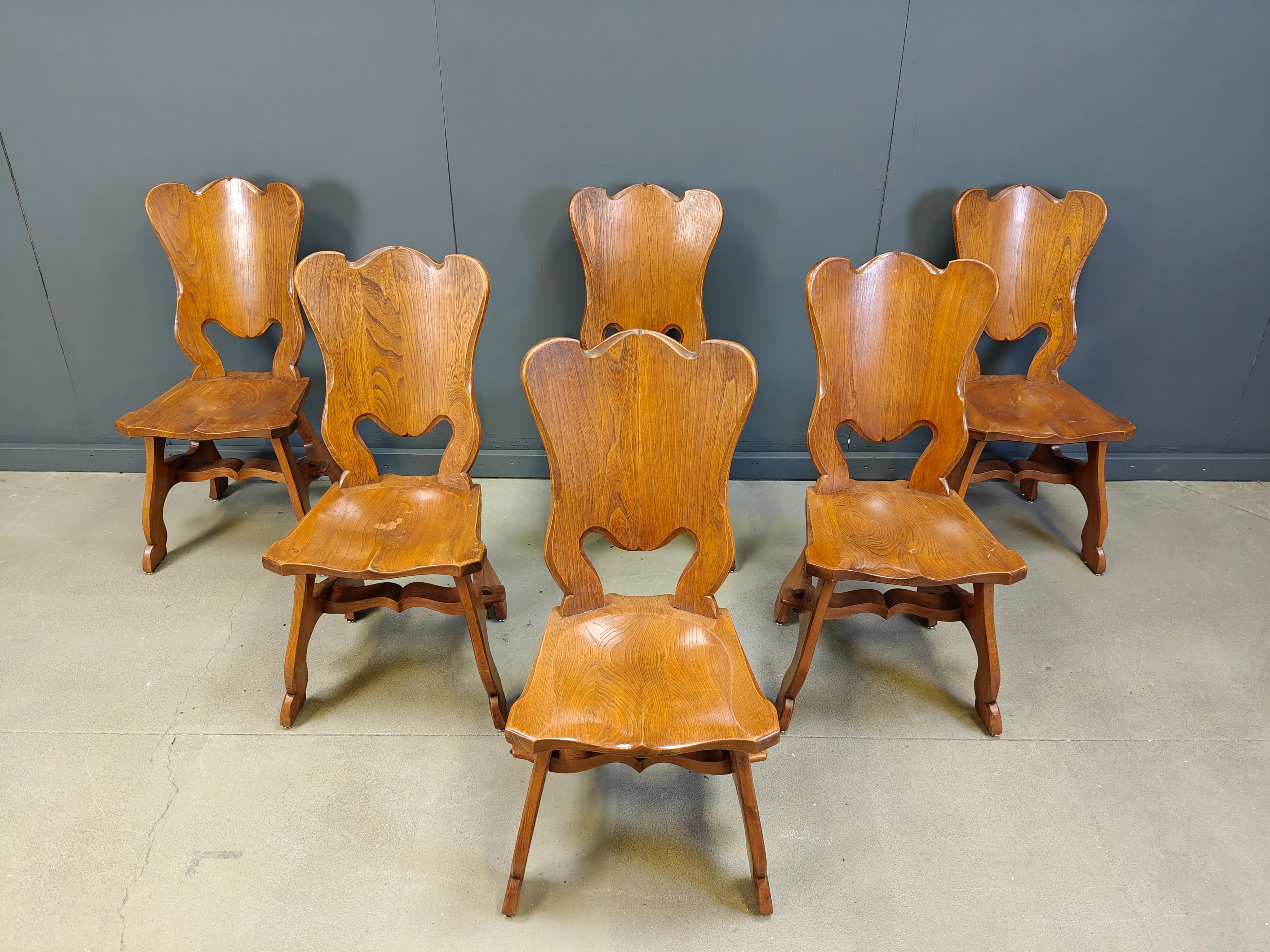 Chaises de salle à manger rustiques en chêne hollandais, années 1960 en vente 4