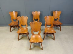 Rustic dutch oak dining chairs, 1960s