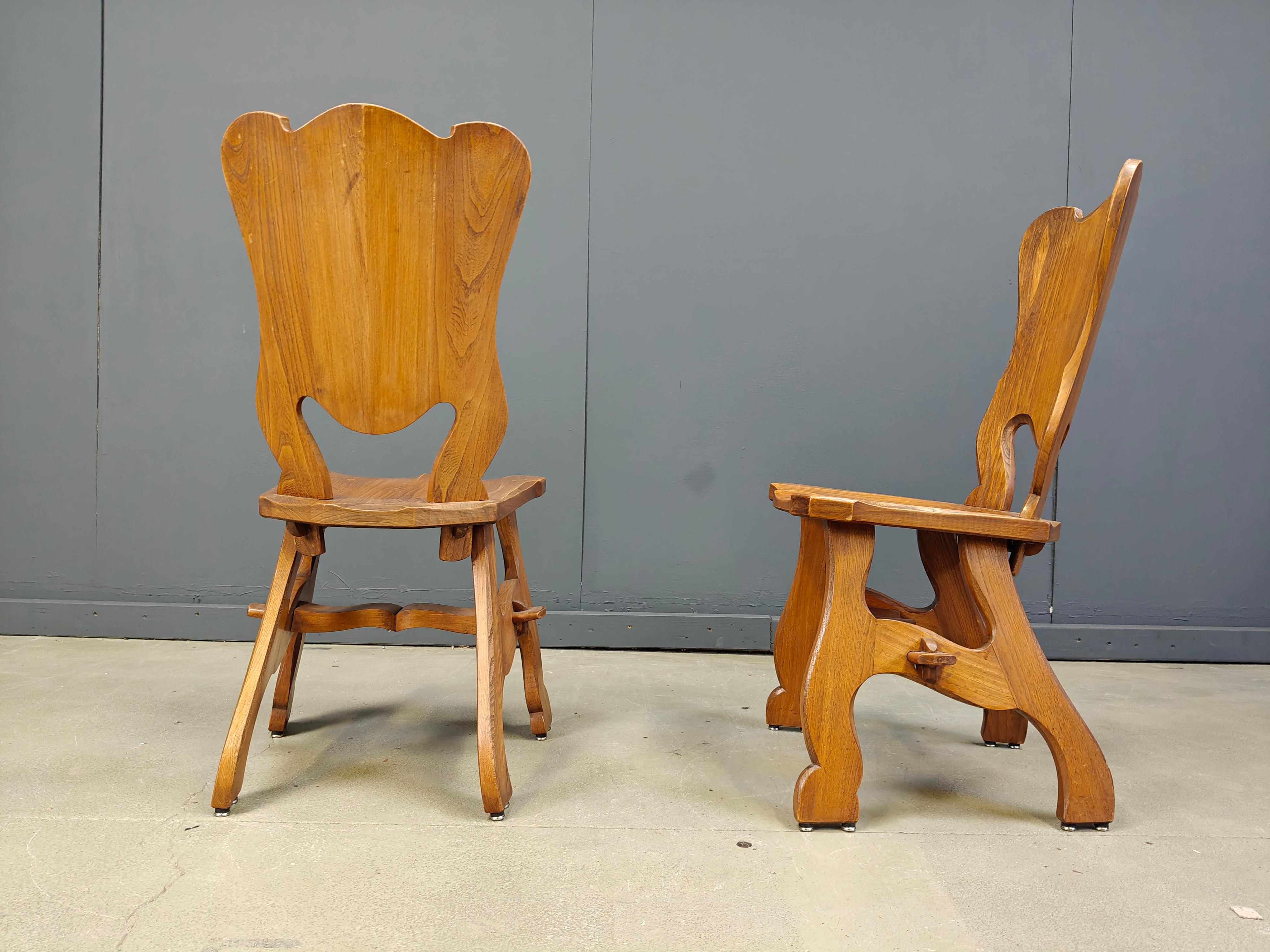 Chaises de salle à manger rustiques en chêne hollandais, années 1960 Bon état - En vente à Leuven, Vlaams Gewest