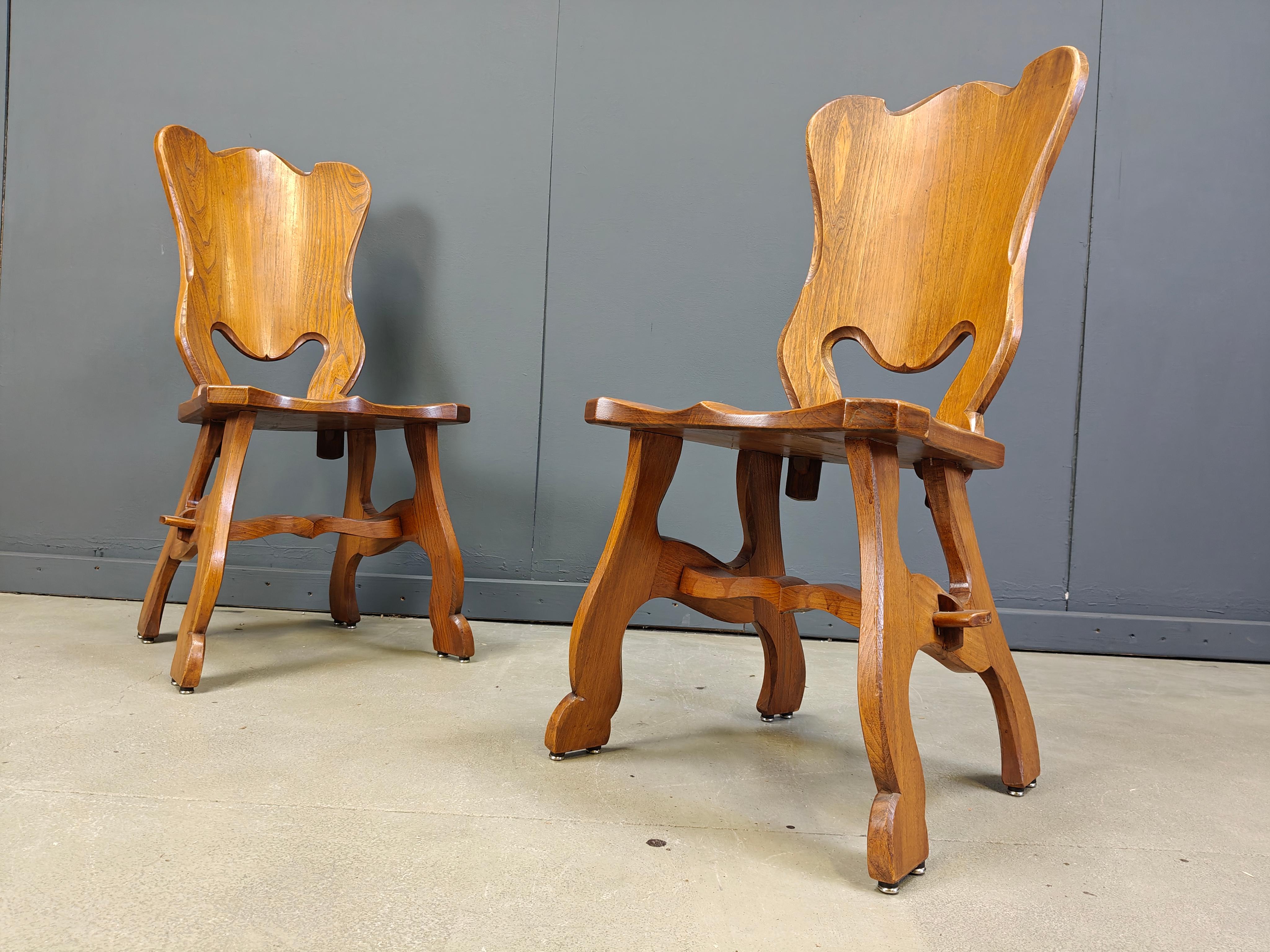 Milieu du XXe siècle Chaises de salle à manger rustiques en chêne hollandais, années 1960 en vente