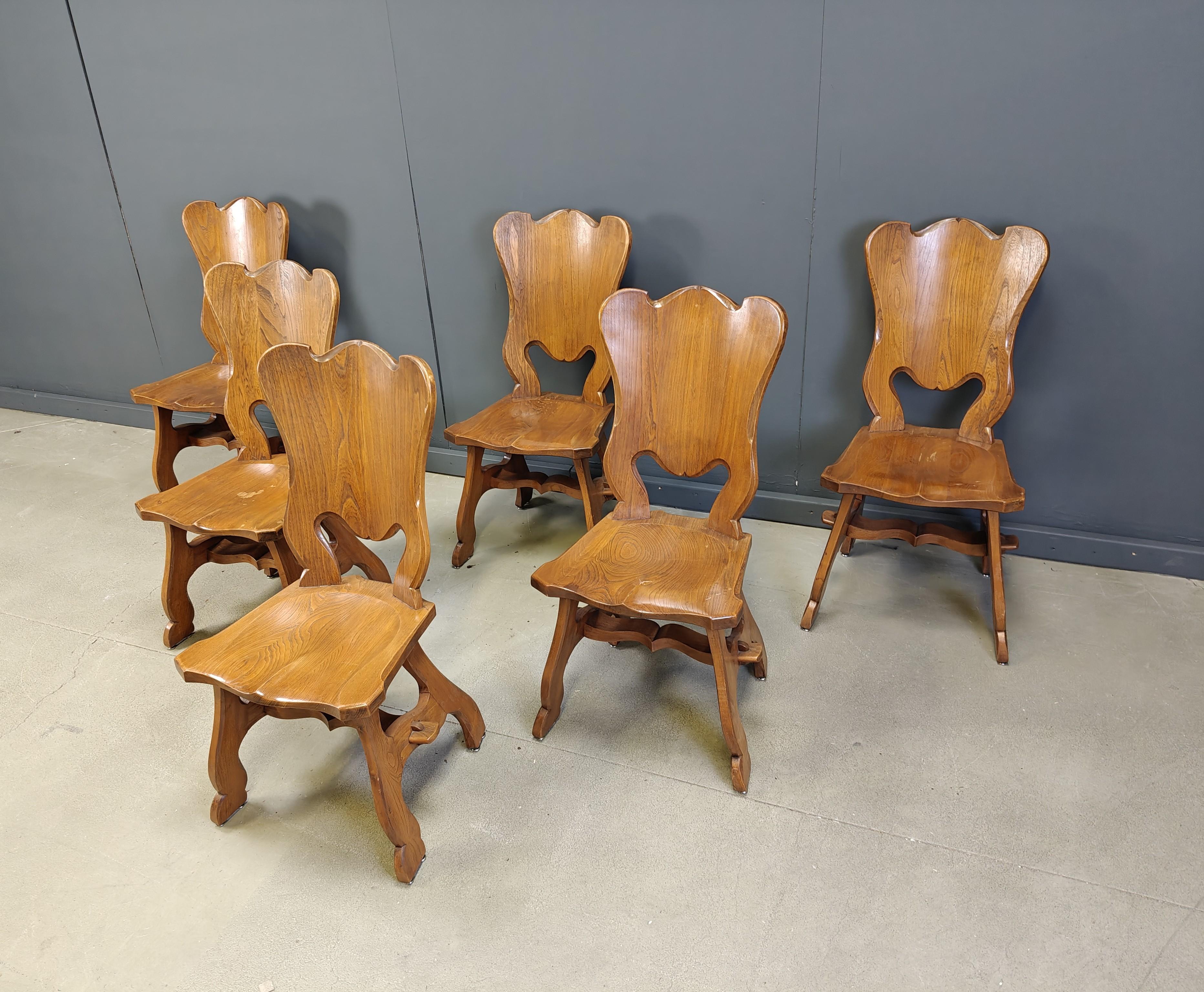 Chêne Chaises de salle à manger rustiques en chêne hollandais, années 1960 en vente