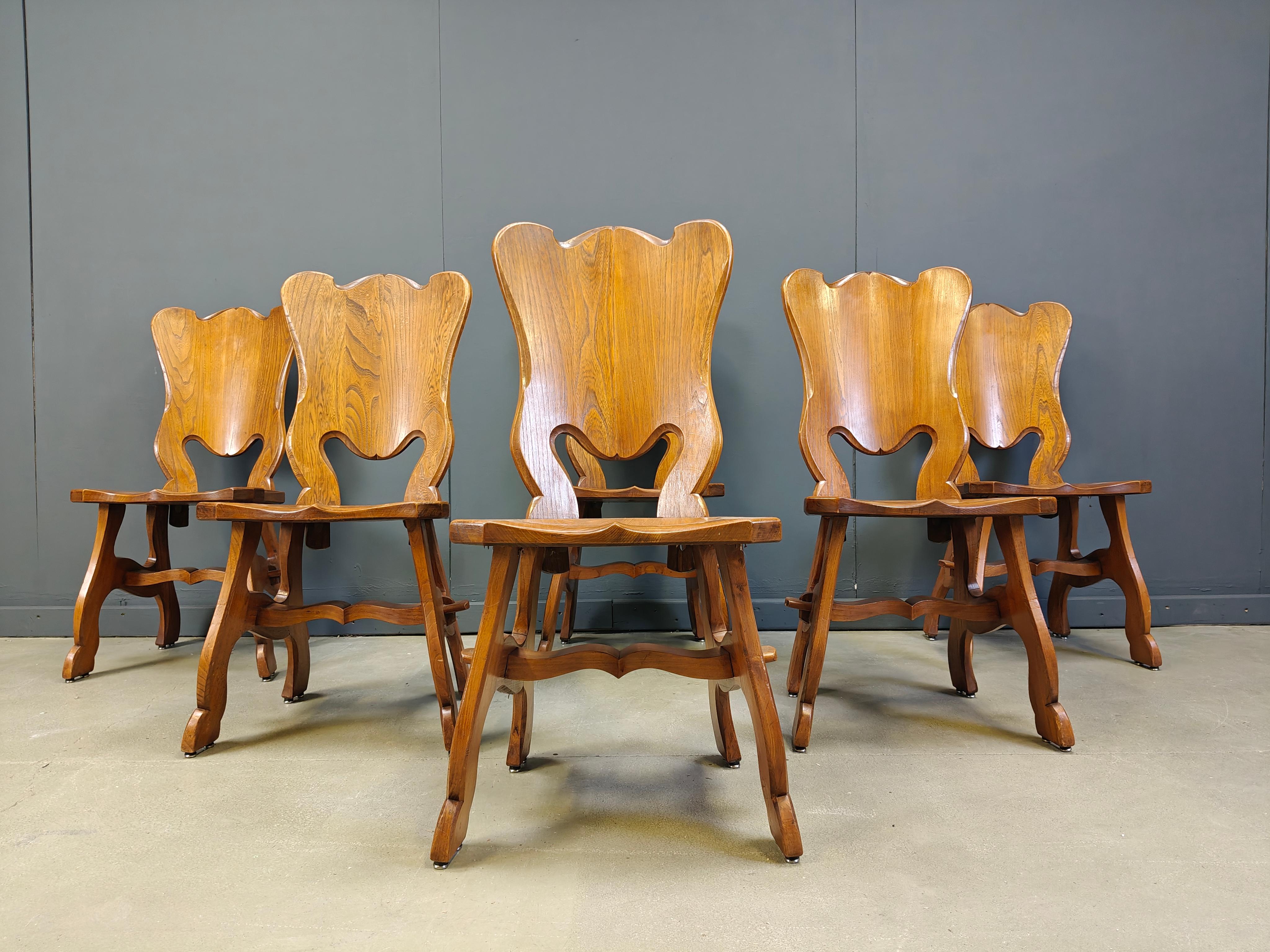 Chaises de salle à manger rustiques en chêne hollandais, années 1960 en vente 2