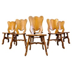 Chaises de salle à manger rustiques en chêne hollandais, années 1960