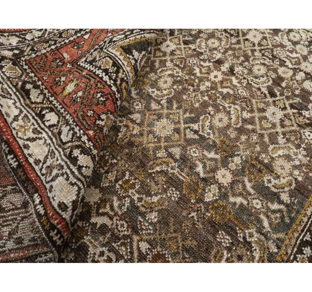 Rustic Early 20th Century Handmade Persian Kurd Gallery Accent Rug For Sale 5