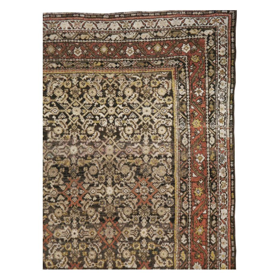 Hand-Knotted Rustic Early 20th Century Handmade Persian Kurd Gallery Accent Rug For Sale