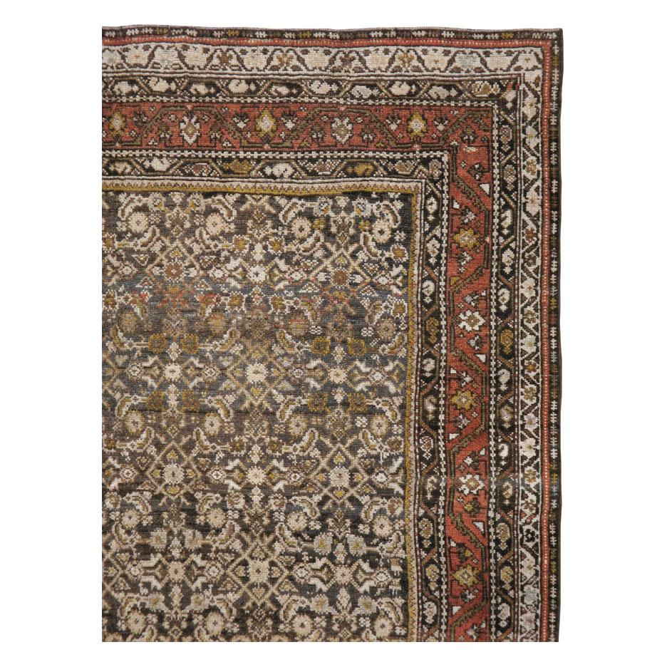 Rustic Early 20th Century Handmade Persian Kurd Gallery Accent Rug In Good Condition For Sale In New York, NY