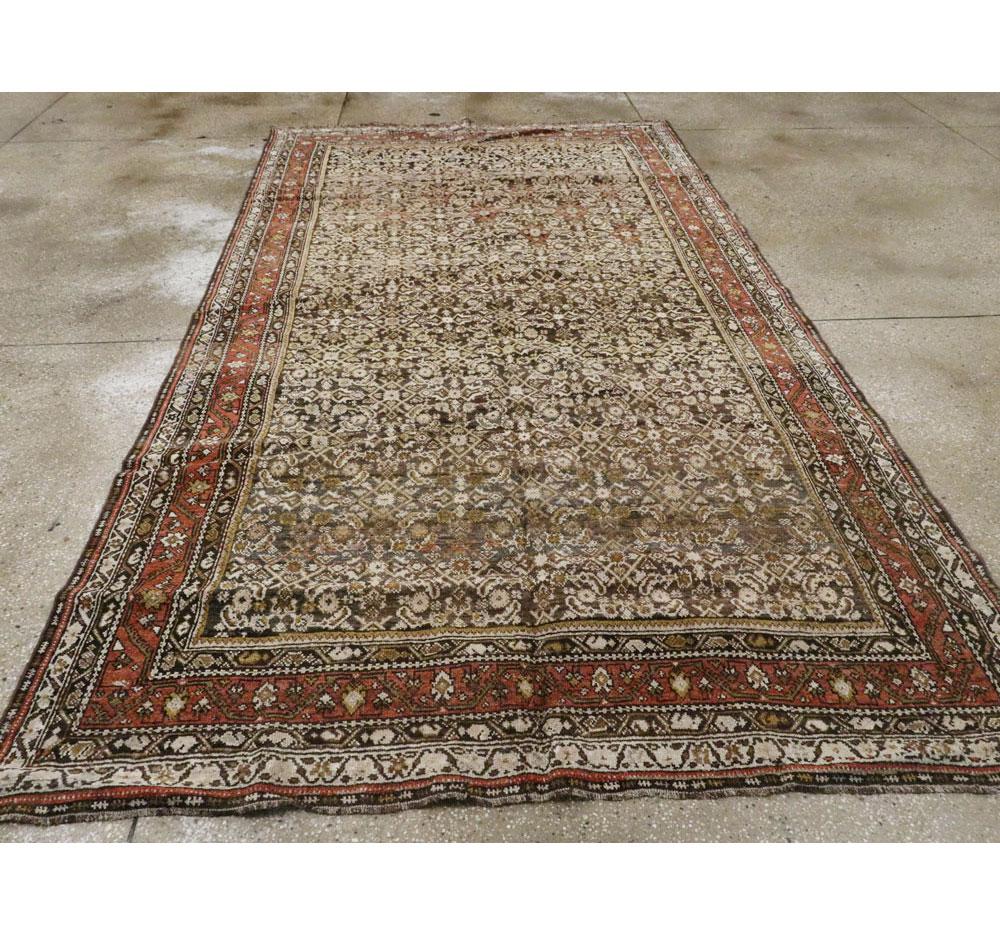 Wool Rustic Early 20th Century Handmade Persian Kurd Gallery Accent Rug For Sale