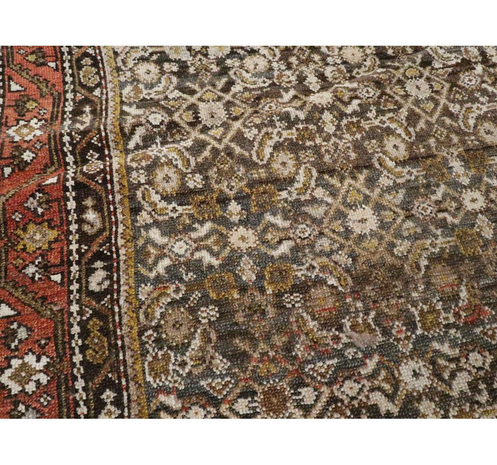 Rustic Early 20th Century Handmade Persian Kurd Gallery Accent Rug For Sale 1