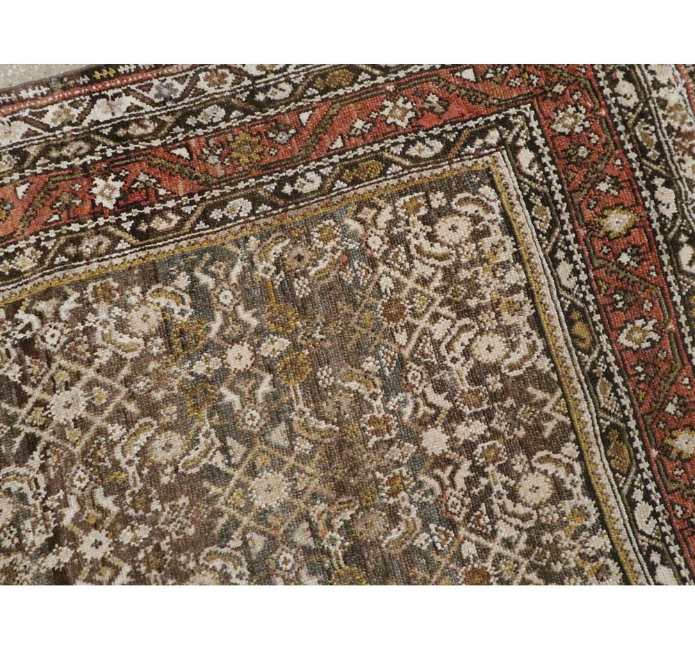 Rustic Early 20th Century Handmade Persian Kurd Gallery Accent Rug For Sale 2