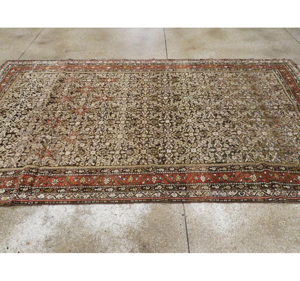 Rustic Early 20th Century Handmade Persian Kurd Gallery Accent Rug For Sale 3