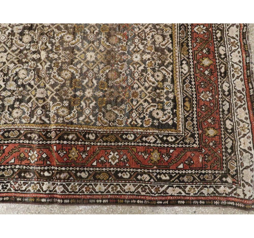 Rustic Early 20th Century Handmade Persian Kurd Gallery Accent Rug For Sale 4