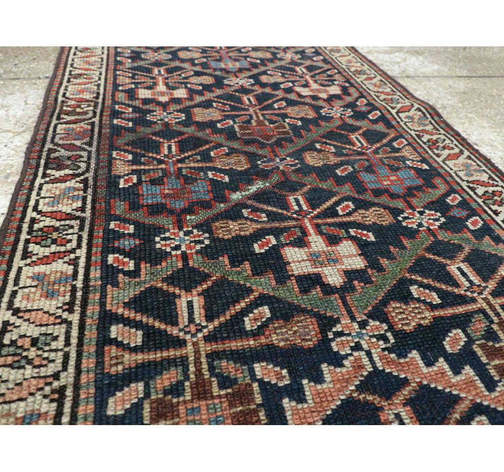 Rustic Early 20th Century Handmade Persian Kurd Runner In Good Condition For Sale In New York, NY