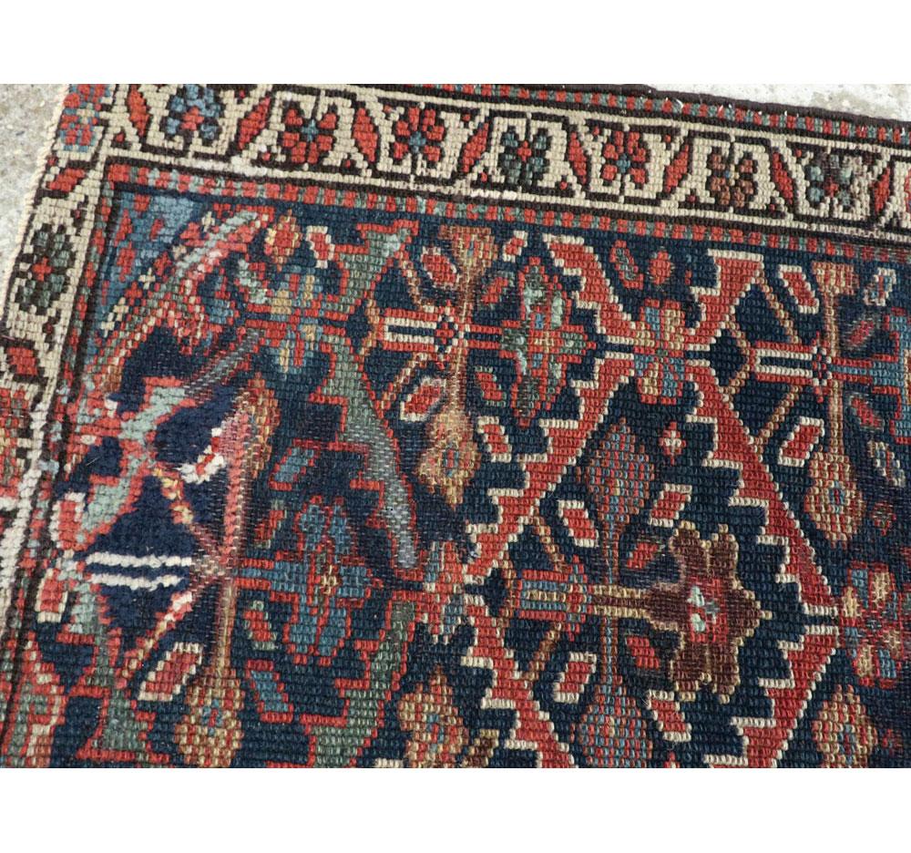 Wool Rustic Early 20th Century Handmade Persian Kurd Runner For Sale