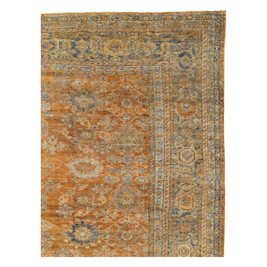 Hand-Knotted Rustic Early 20th Century Handmade Persian Mahal Room Size Carpet For Sale