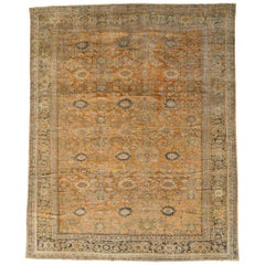 Rustic Early 20th Century Handmade Persian Mahal Room Size Carpet