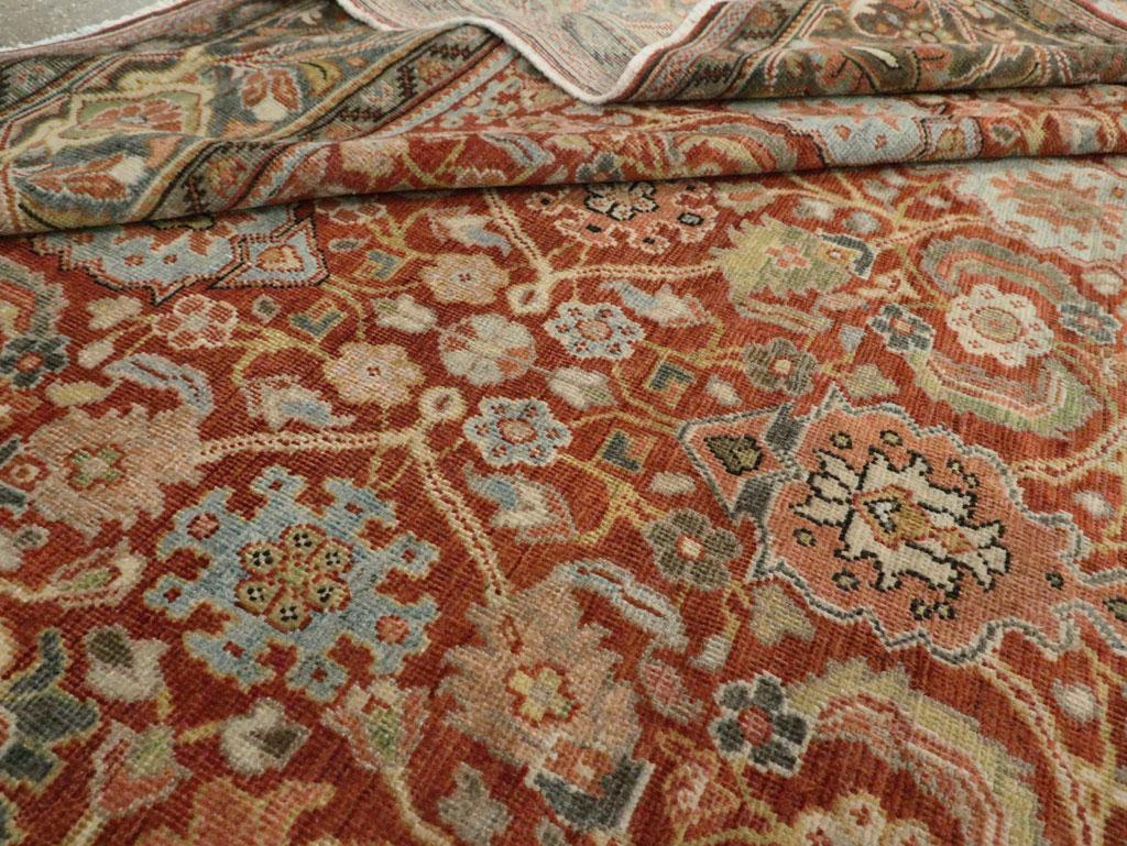 Rustic Early 20th Century Handmade Persian Mahal Room Size Carpet in Red & Green 4