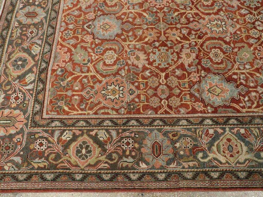 Rustic Early 20th Century Handmade Persian Mahal Room Size Carpet in Red & Green 2
