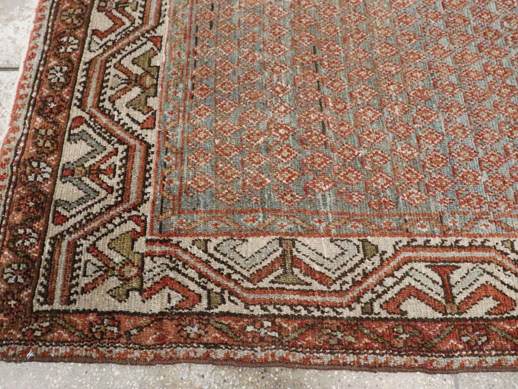 Wool Rustic Early 20th Century Handmade Persian Malayer Accent Rug For Sale