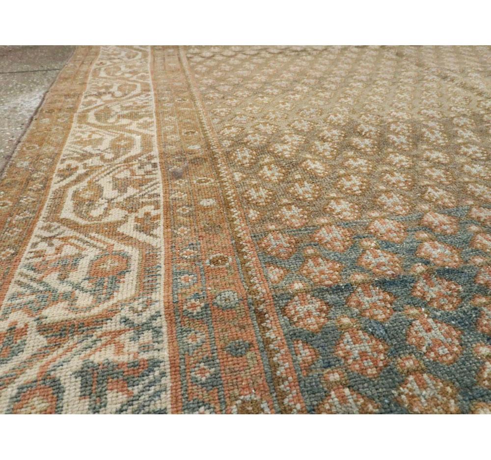 Wool Rustic Early 20th Century Handmade Persian Malayer Gallery Rug in Earth Tones For Sale