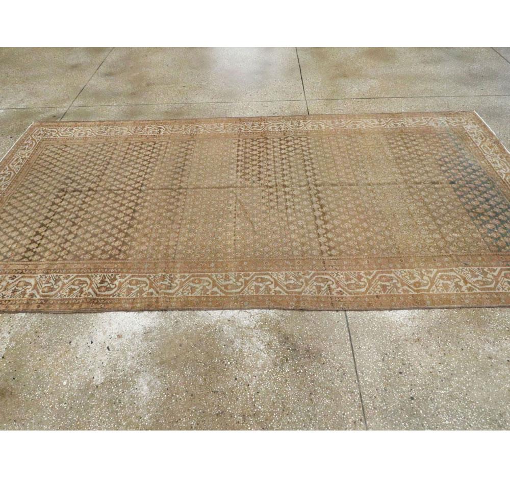 Rustic Early 20th Century Handmade Persian Malayer Gallery Rug in Earth Tones For Sale 3