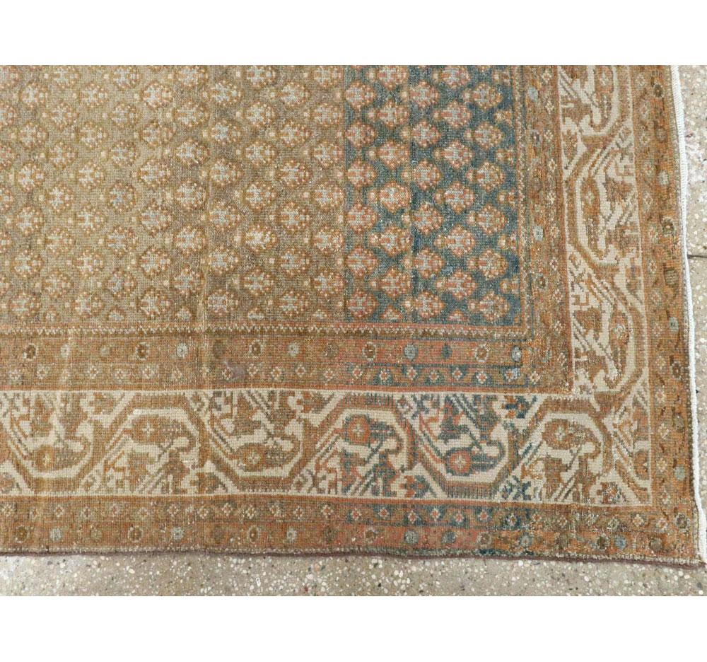 Rustic Early 20th Century Handmade Persian Malayer Gallery Rug in Earth Tones For Sale 4