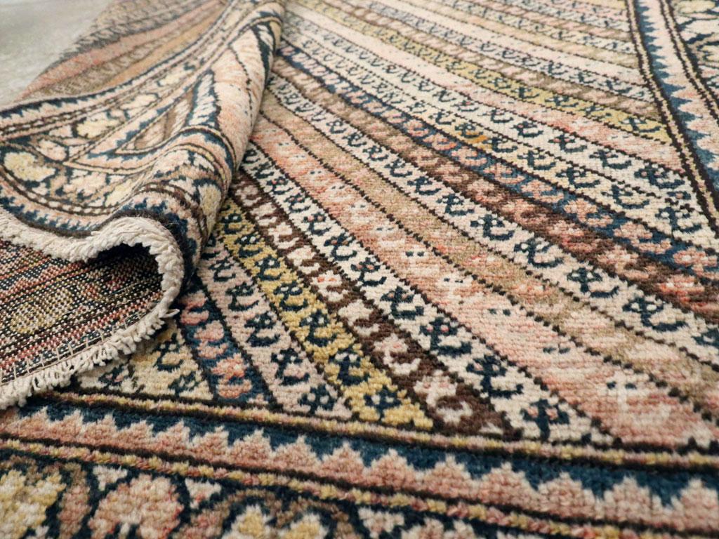 Rustic Early 20th Century Handmade Persian Malayer Throw Rug For Sale 3