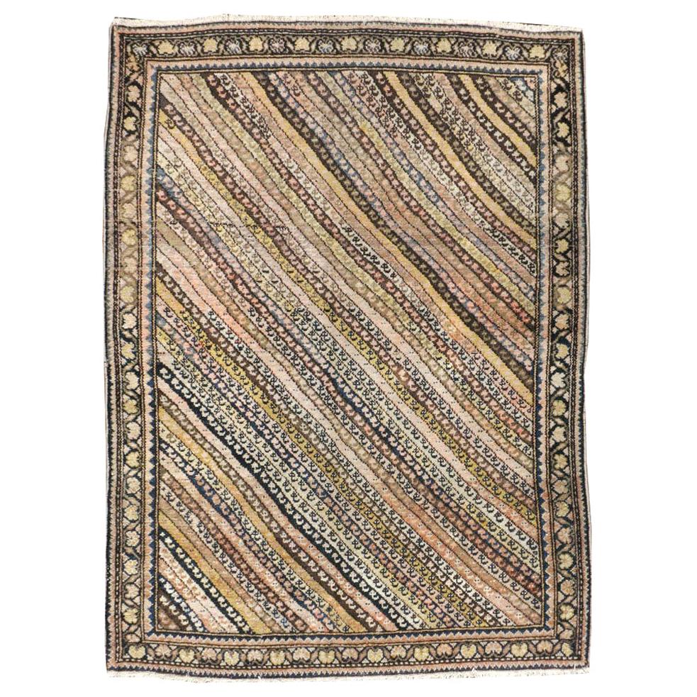 Rustic Early 20th Century Handmade Persian Malayer Throw Rug For Sale