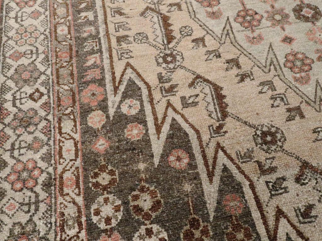Rustic Early 20th Century Handmade Persian Mazlagan Malayer Accent Rug In Good Condition For Sale In New York, NY