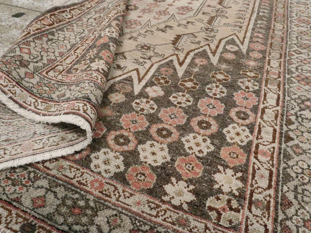 Rustic Early 20th Century Handmade Persian Mazlagan Malayer Accent Rug For Sale 2