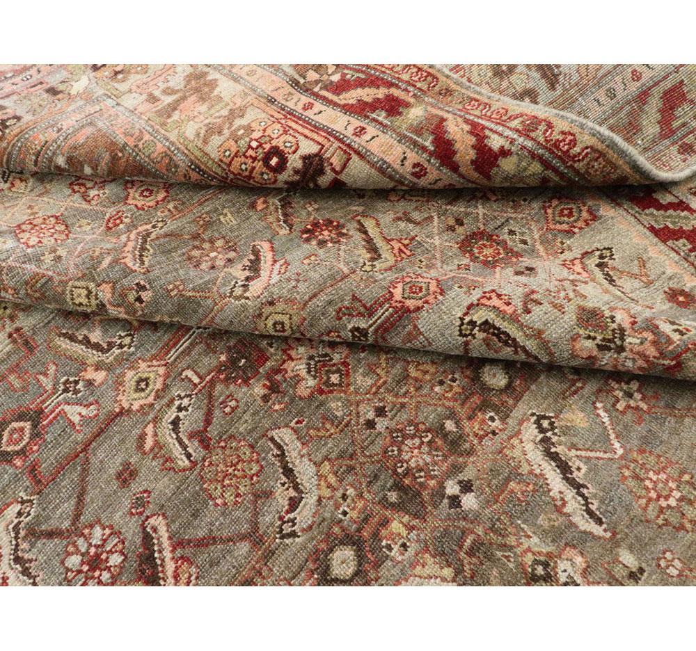 Rustic Early 20th Century Persian Bidjar Room Size Carpet in Earth Tones For Sale 5