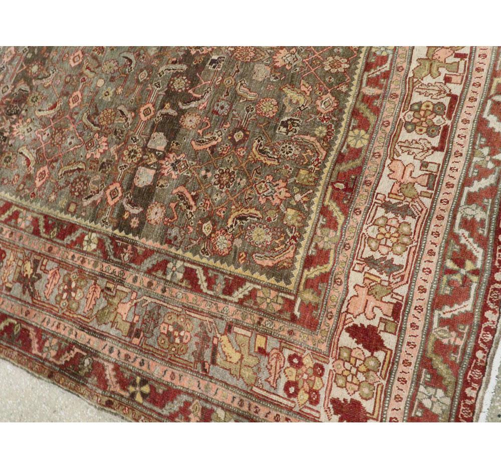Rustic Early 20th Century Persian Bidjar Room Size Carpet in Earth Tones For Sale 1