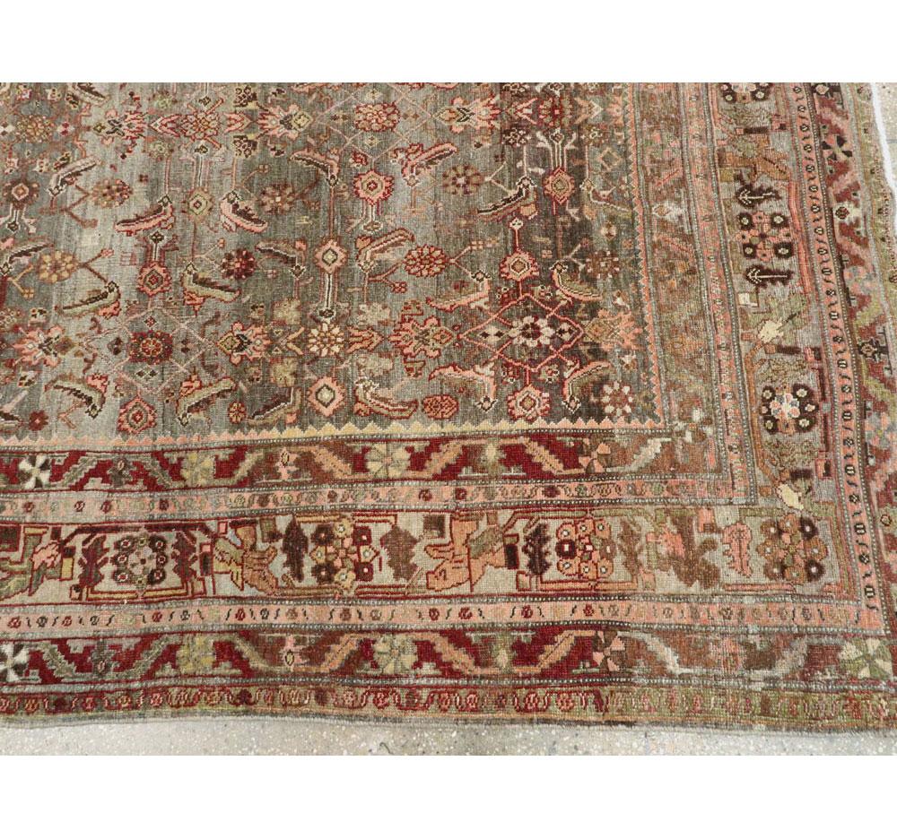 Rustic Early 20th Century Persian Bidjar Room Size Carpet in Earth Tones For Sale 3