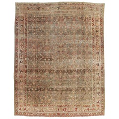 Rustic Early 20th Century Persian Bidjar Room Size Carpet in Earth Tones