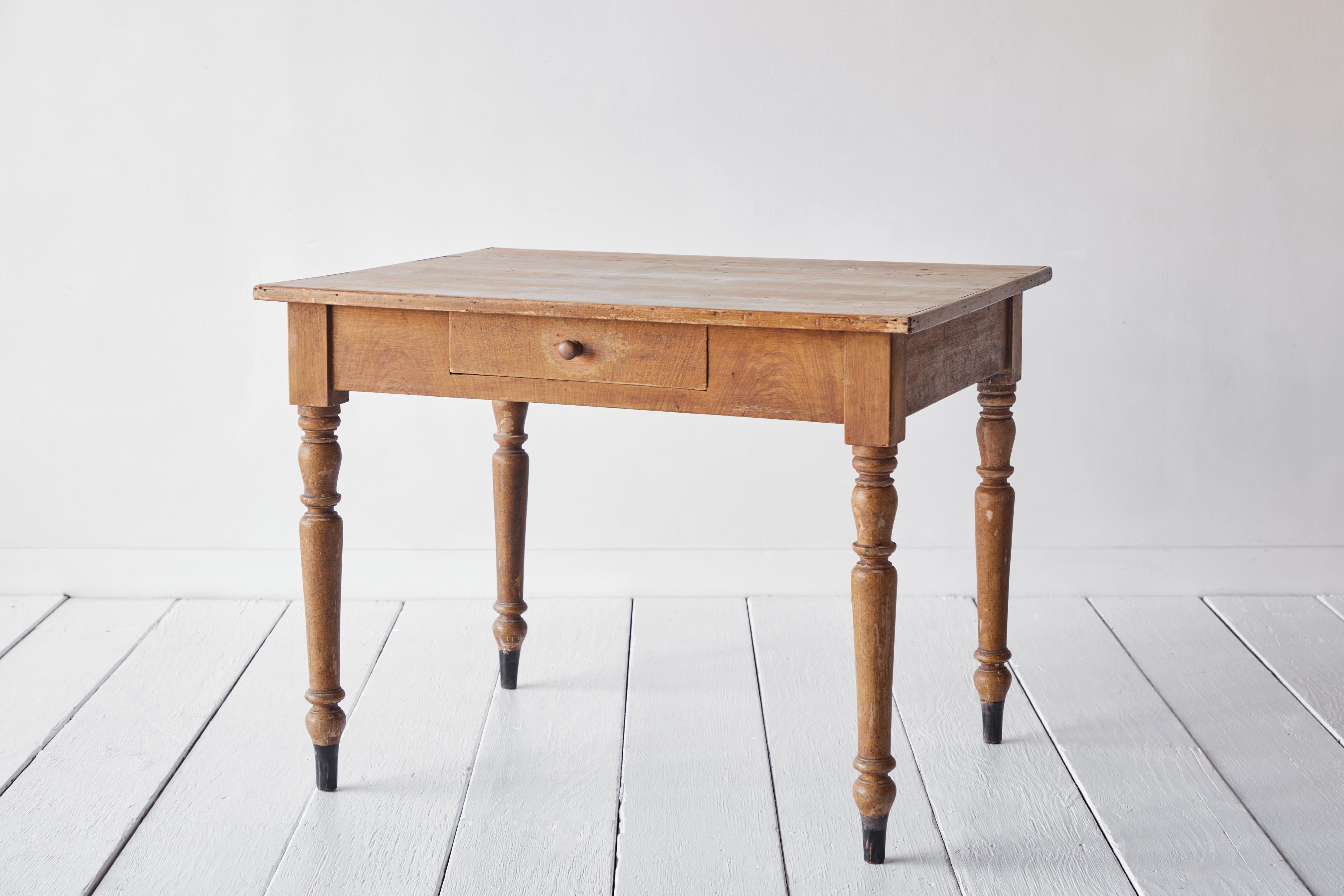 20th Century Rustic Early American Table with Single Drawer