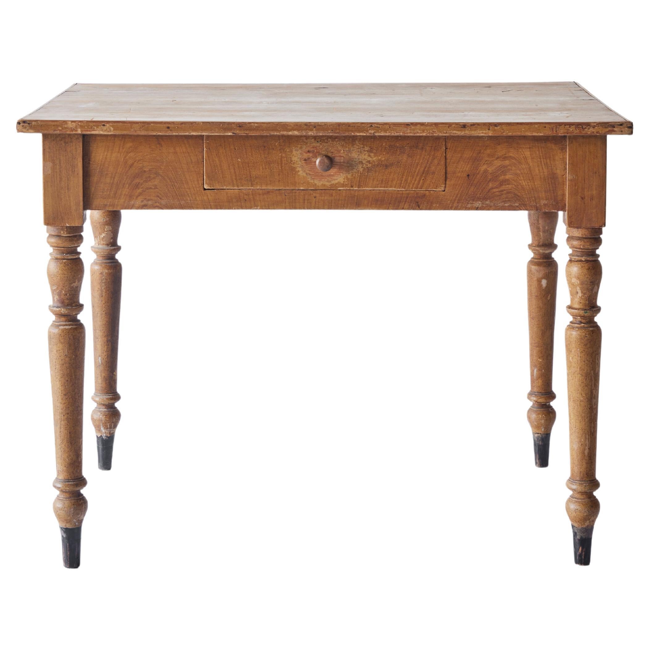 Rustic Early American Table with Single Drawer
