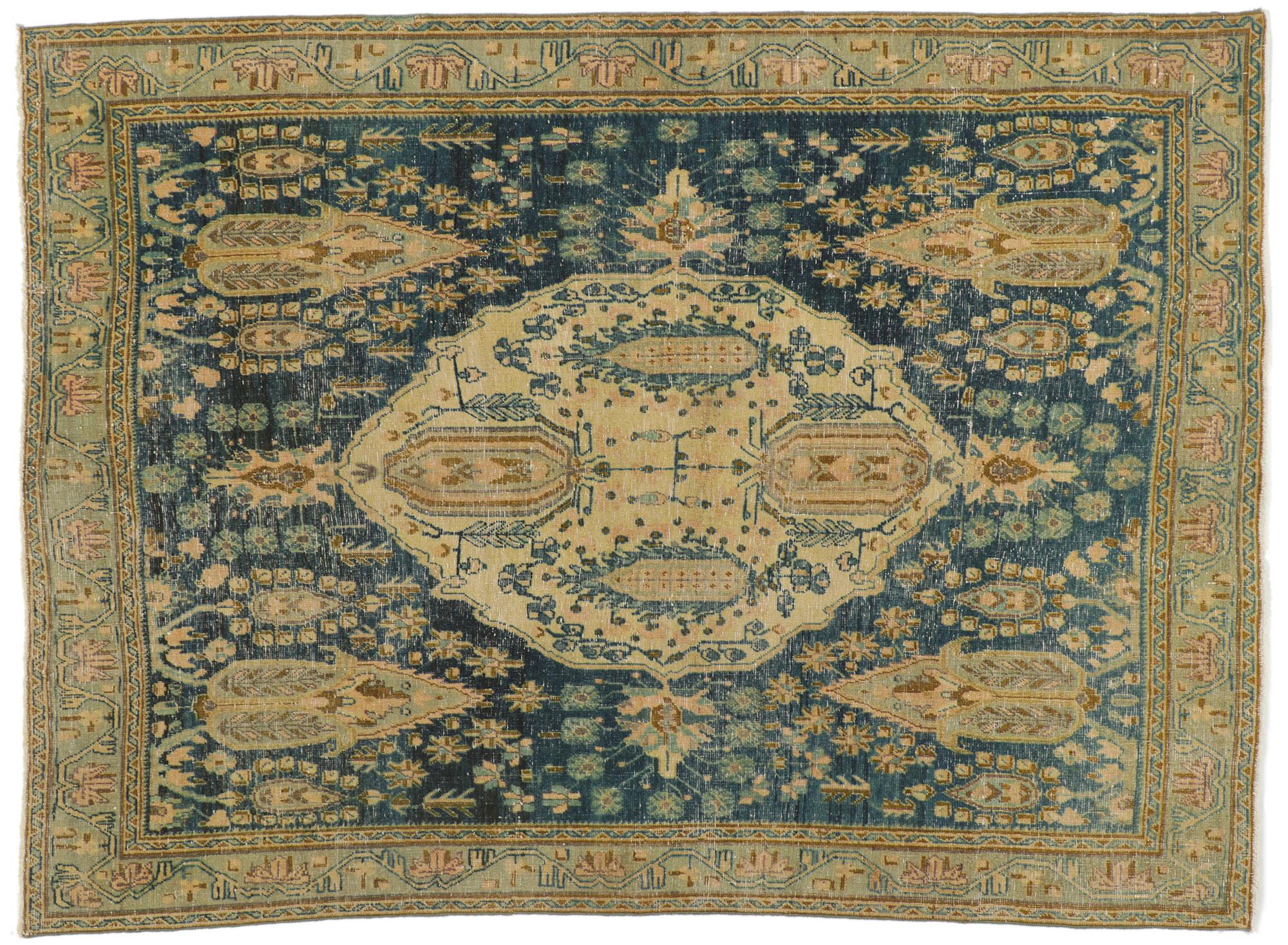 1930's Vintage Blue Persian Afshar Carpet For Sale 3