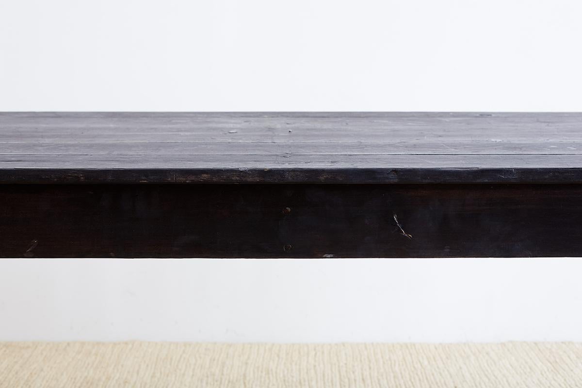 Rustic Ebonized Pine Farmhouse Dining Table 3