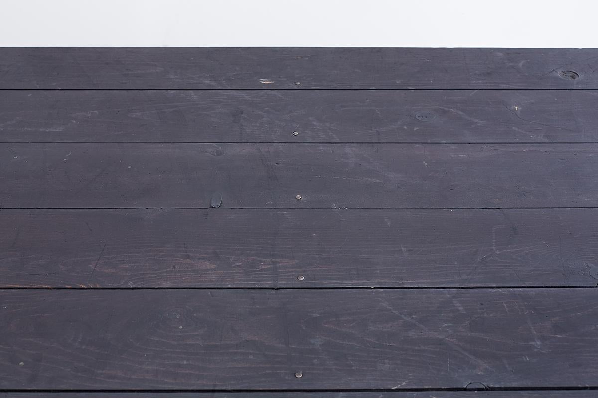 Rustic Ebonized Pine Farmhouse Dining Table 4