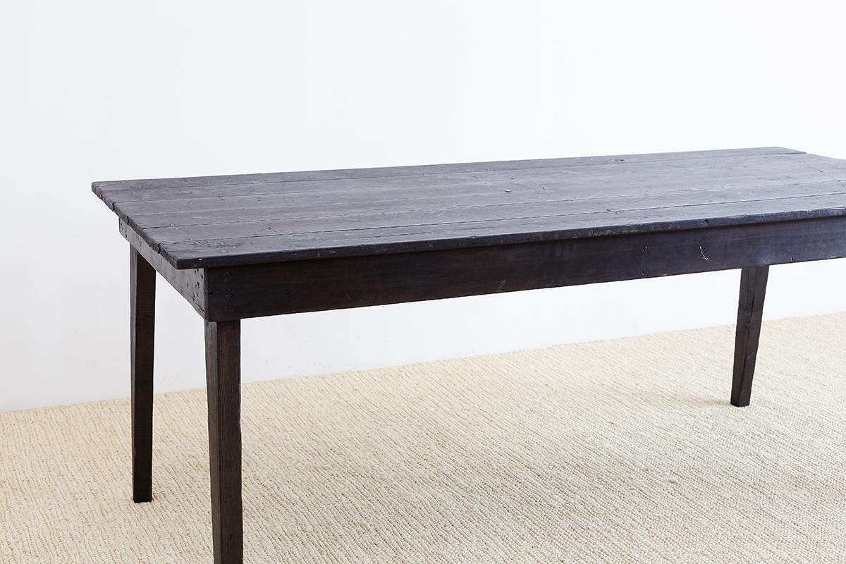 Rustic Ebonized Pine Farmhouse Dining Table 5