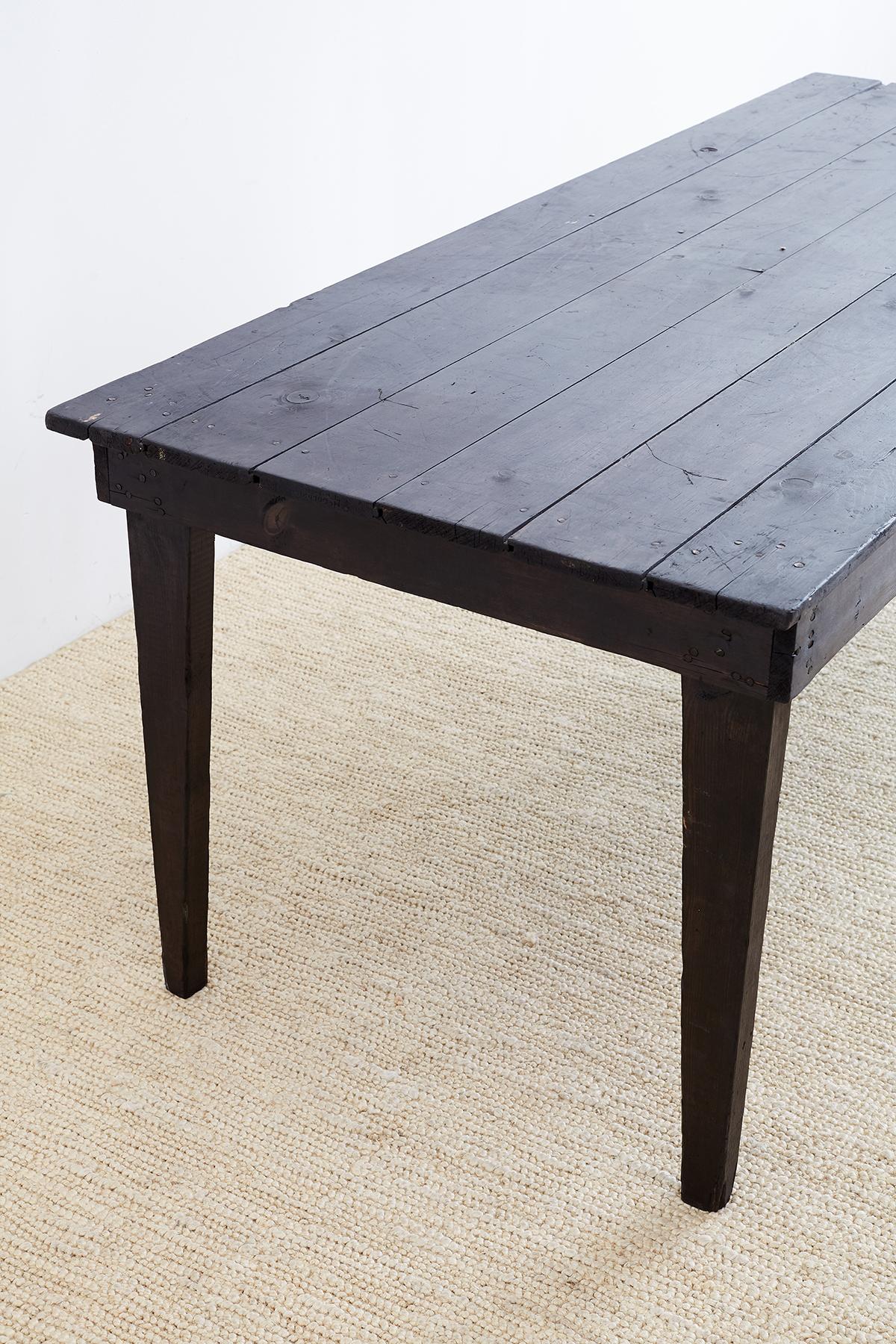 Rustic Ebonized Pine Farmhouse Dining Table 6