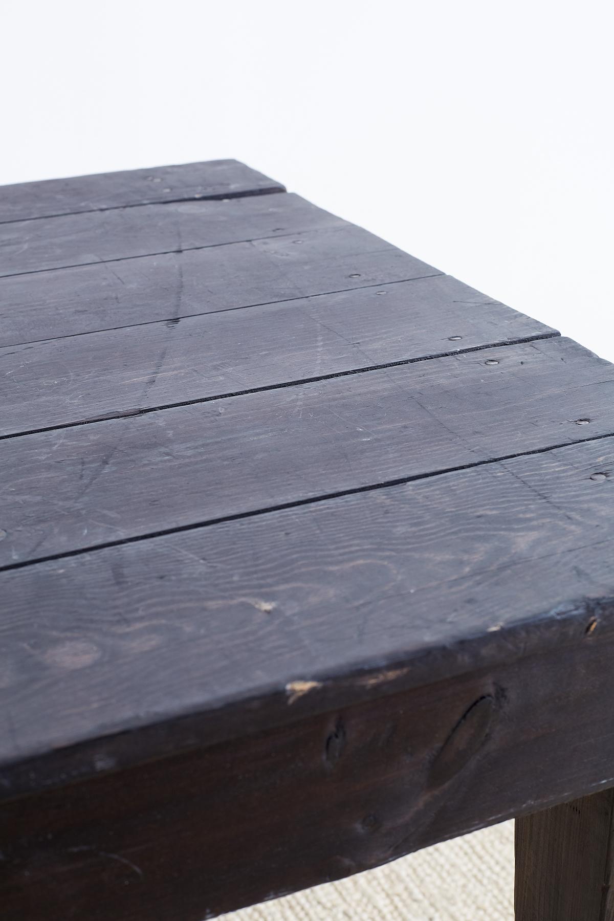 Rustic Ebonized Pine Farmhouse Dining Table 7