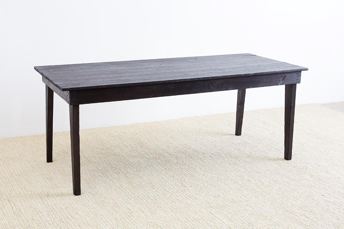 Rustic Ebonized Pine Farmhouse Dining Table 10