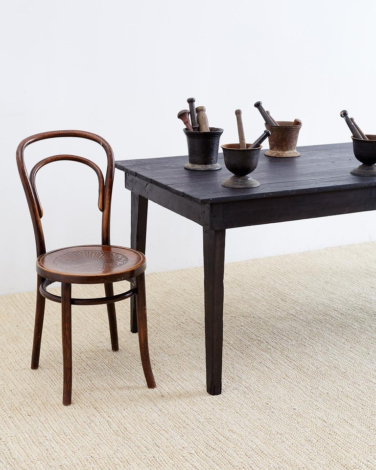 Rustic Ebonized Pine Farmhouse Dining Table at 1stdibs