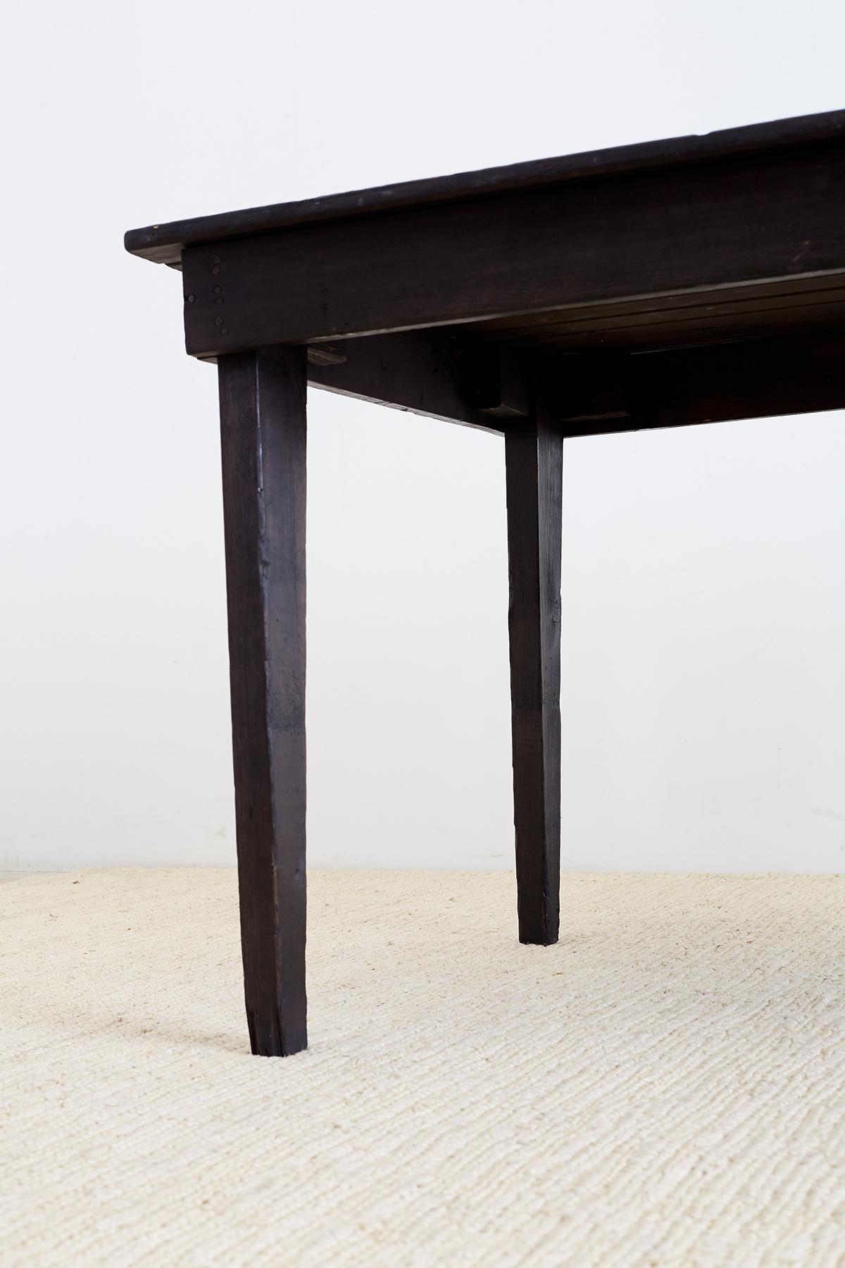 Rustic Ebonized Pine Farmhouse Dining Table 1