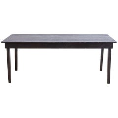 Vintage Rustic Ebonized Pine Farmhouse Dining Table