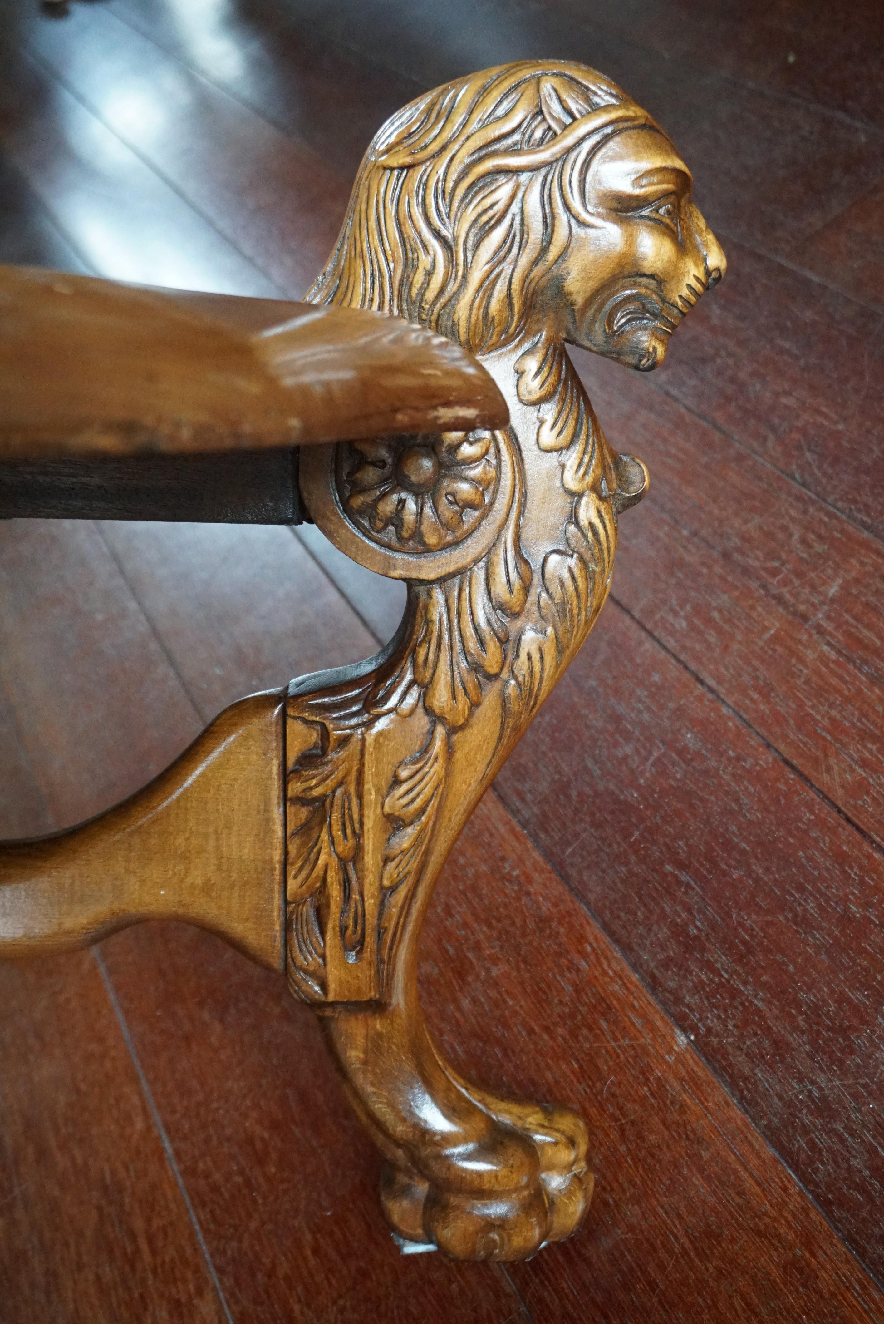 Rustic Elegance Hand-Carved Lion Leg Coffee Table, France or Italy, circa 1940s For Sale 4