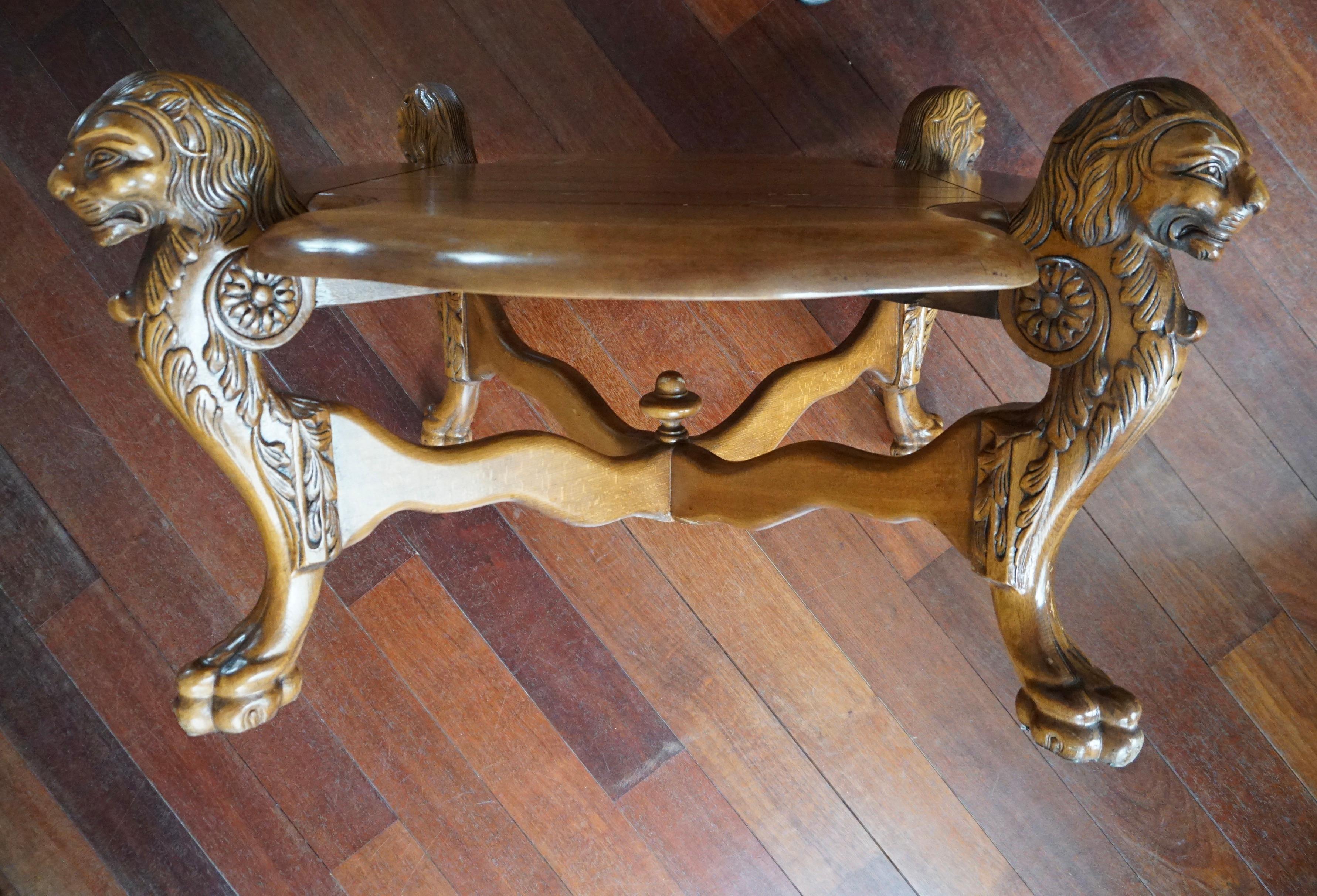 Rustic Elegance Hand-Carved Lion Leg Coffee Table, France or Italy, circa 1940s For Sale 3