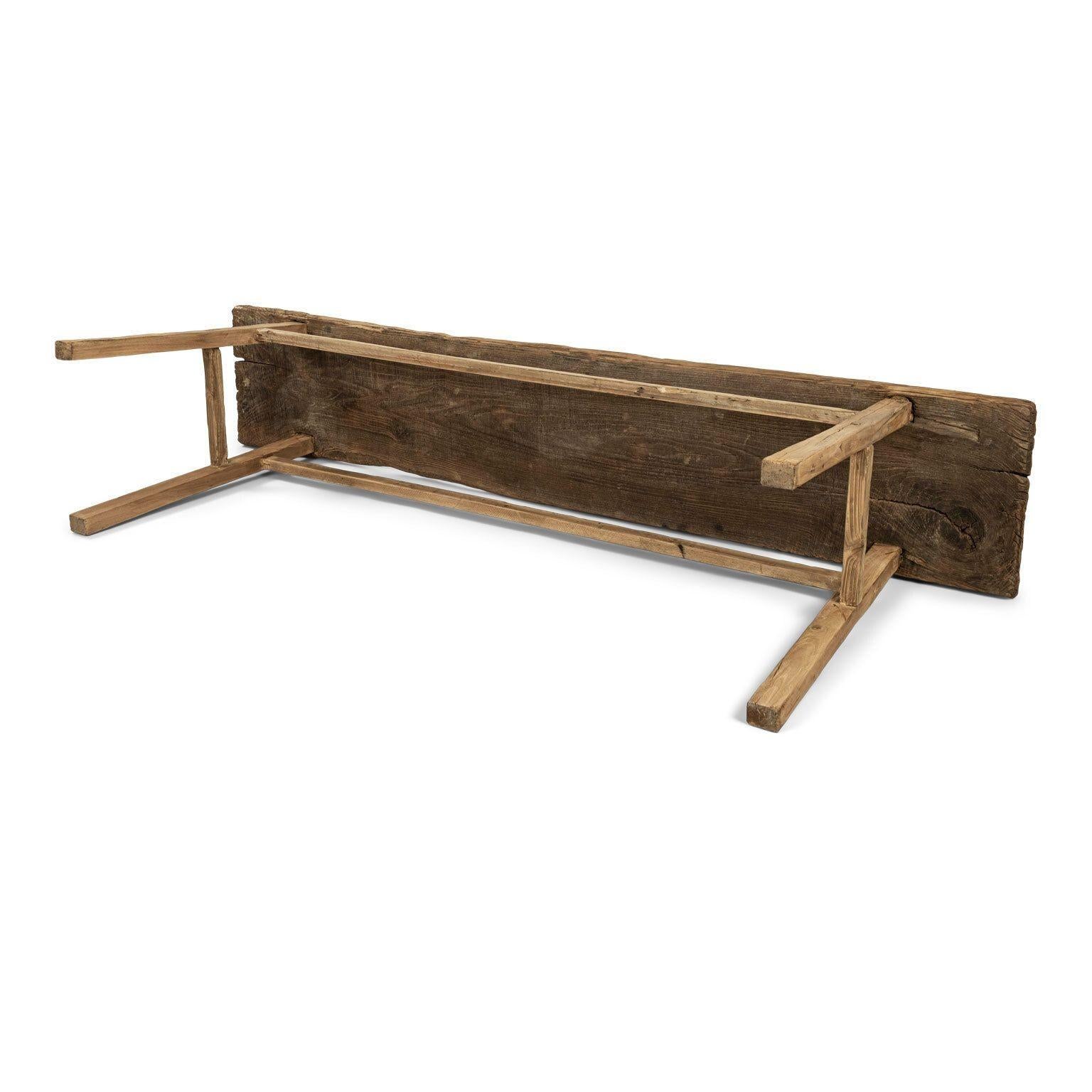 Rustic Bleached Elm Console Table 4
